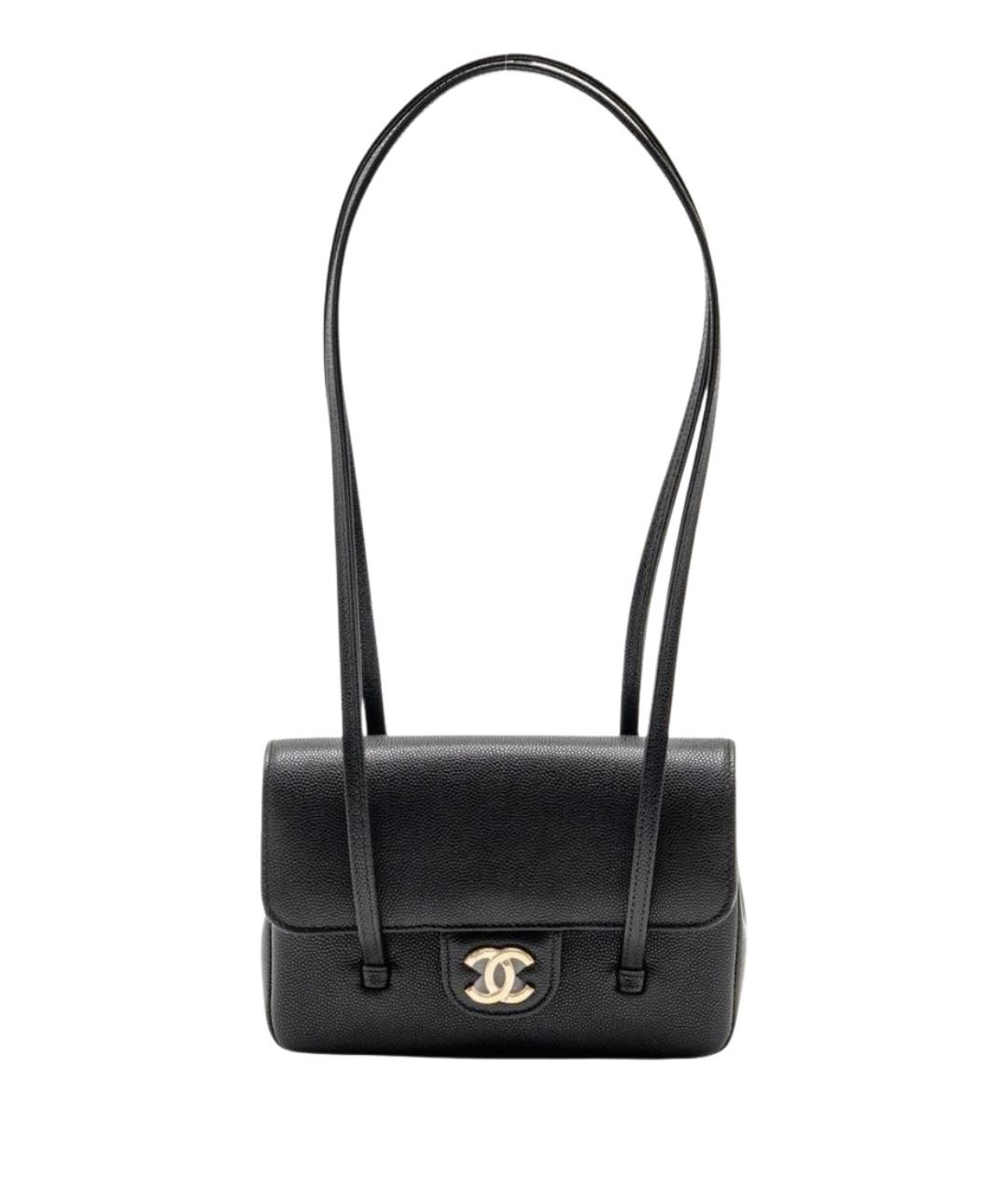 CHANEL Черная кожаная сумка с короткими ручками, фото 1