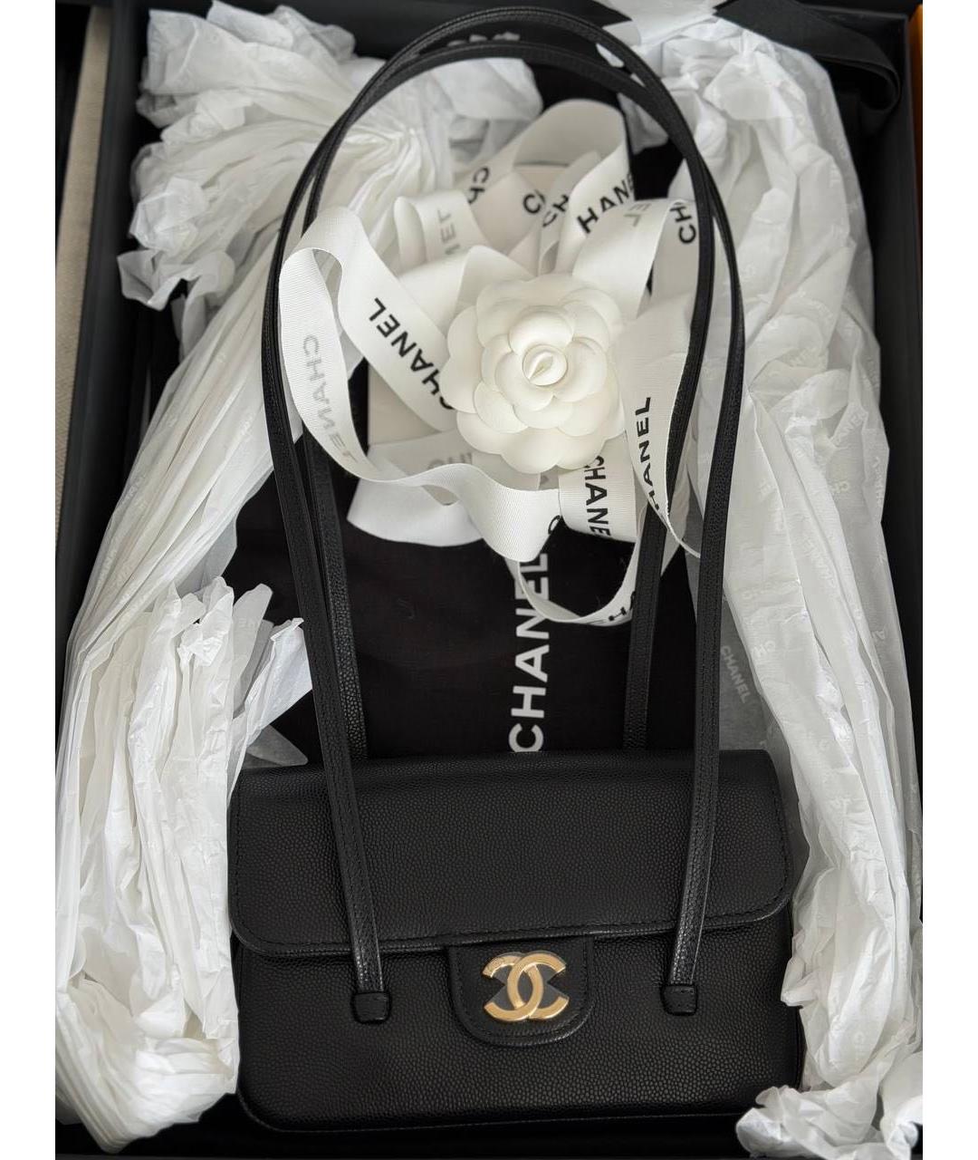 CHANEL Черная кожаная сумка с короткими ручками, фото 2