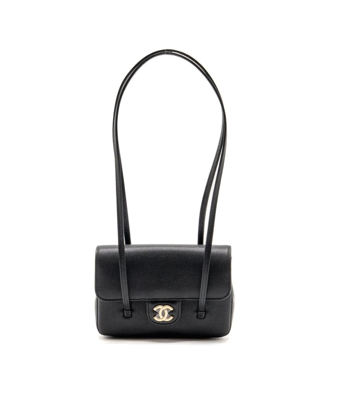 CHANEL Черная кожаная сумка с короткими ручками, фото 4