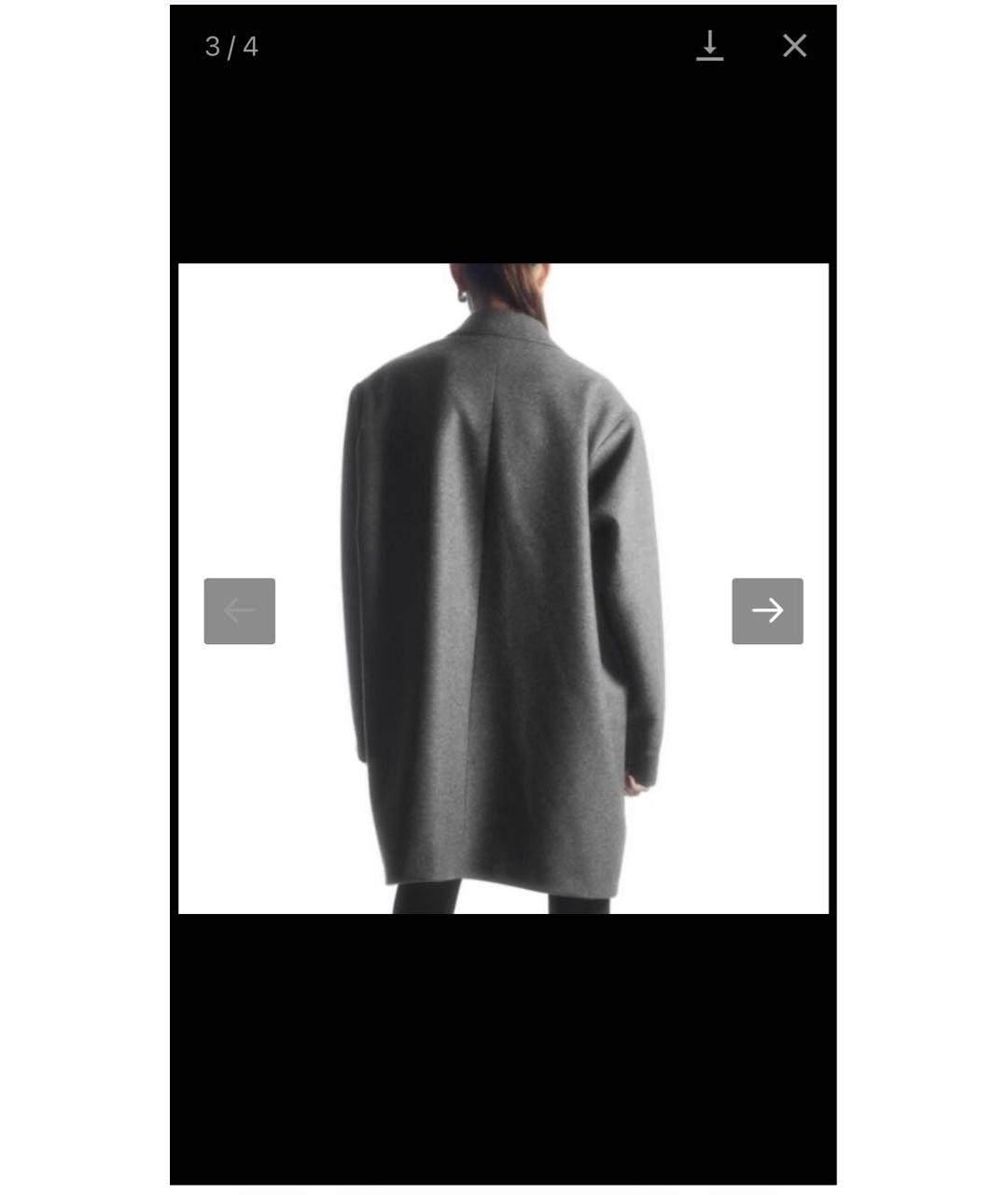 COS Серое шерстяное пальто, фото 5