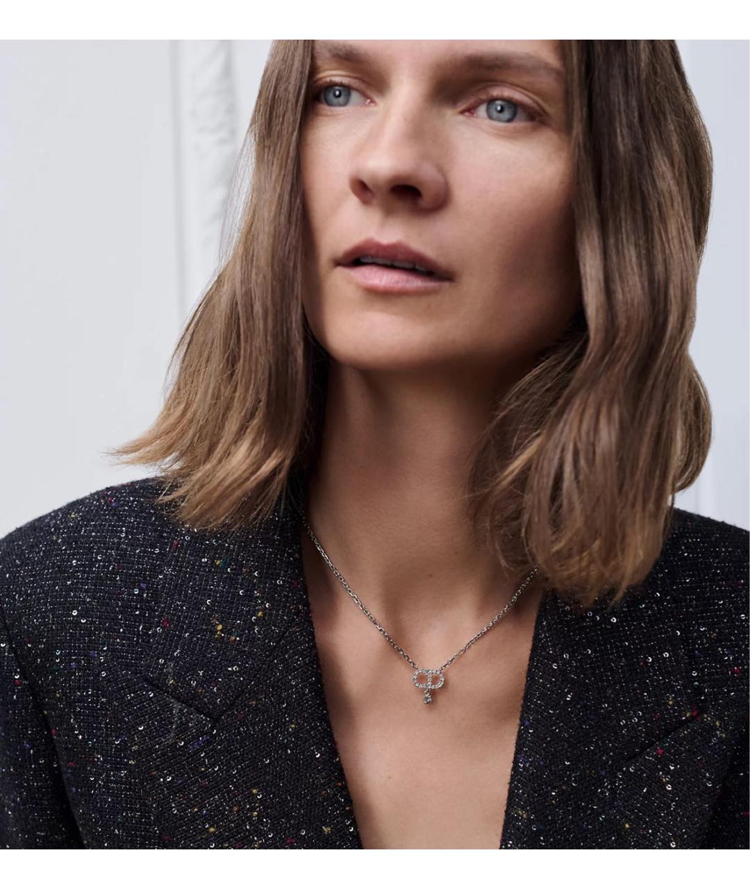 CHRISTIAN DIOR Серебряное металлическое колье, фото 2