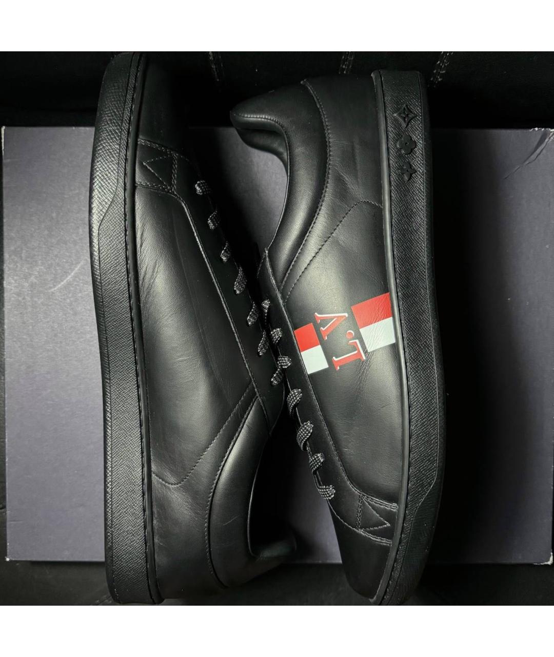 LOUIS VUITTON Черные кожаные низкие кроссовки / кеды, фото 4