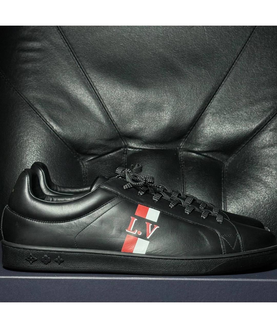 LOUIS VUITTON Черные кожаные низкие кроссовки / кеды, фото 9