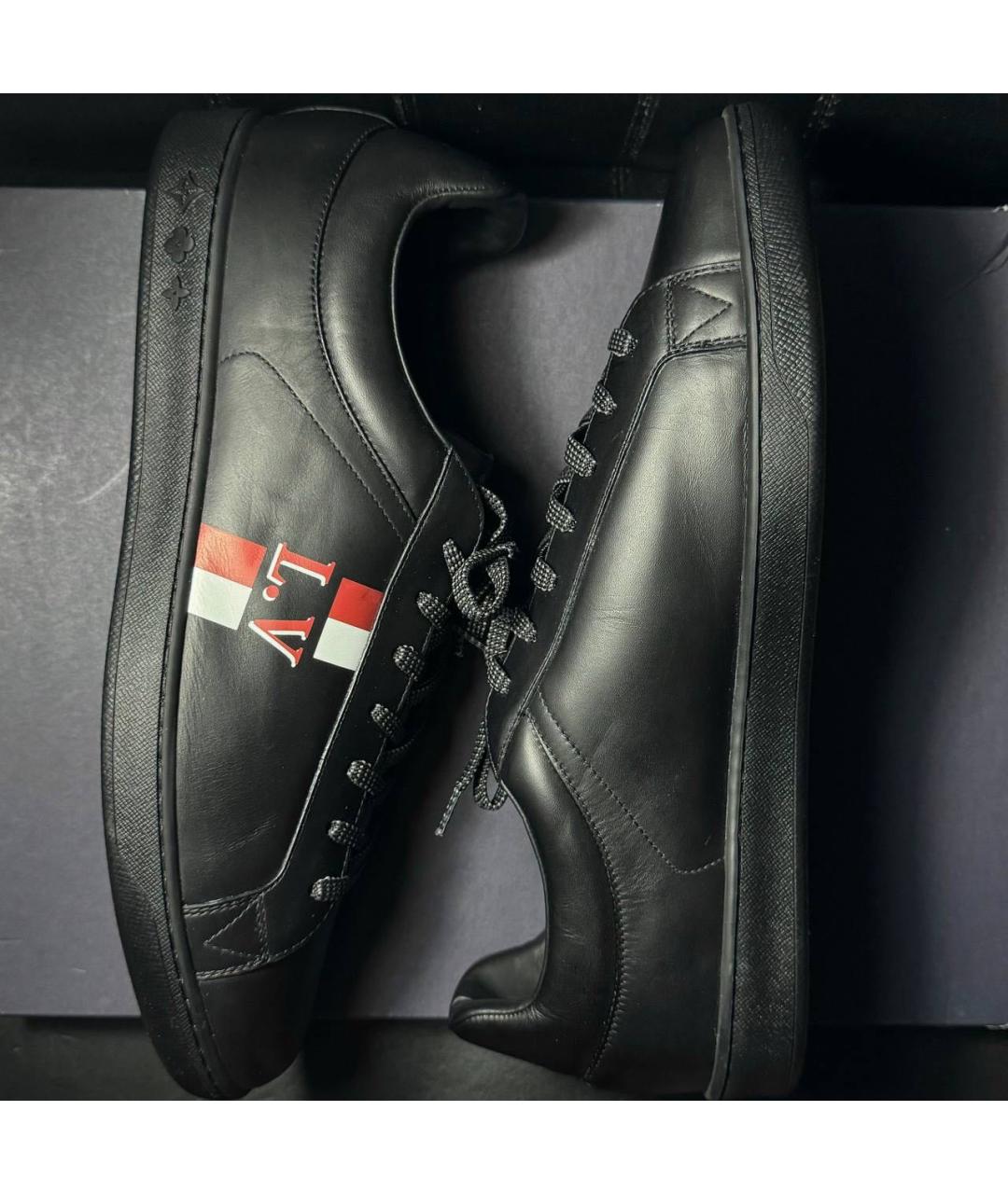 LOUIS VUITTON Черные кожаные низкие кроссовки / кеды, фото 3