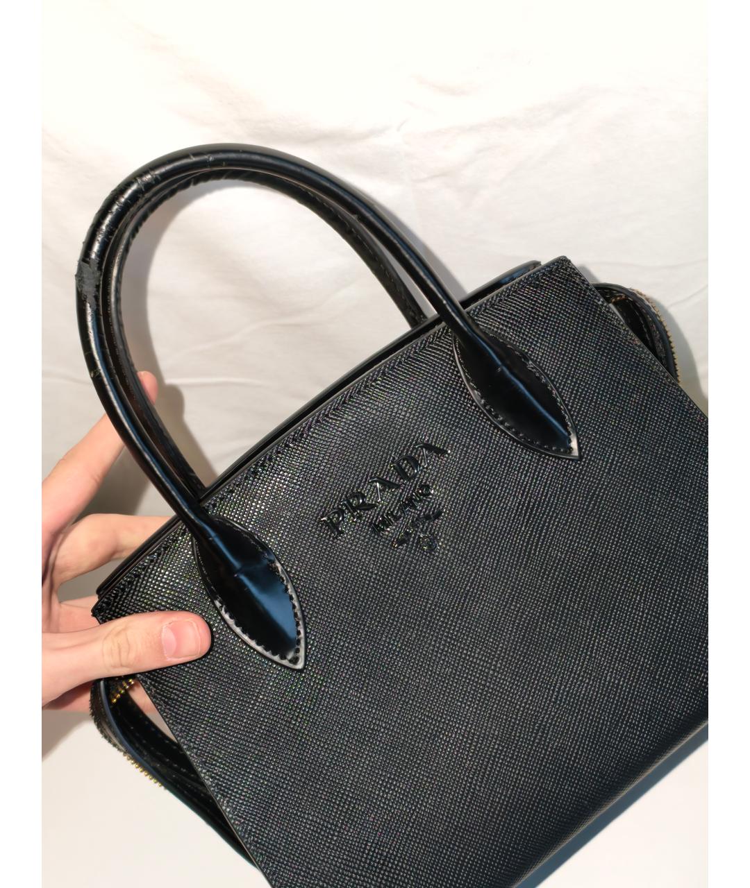 PRADA Черная кожаная сумка с короткими ручками, фото 8