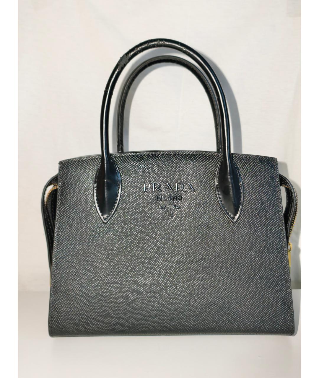 PRADA Черная кожаная сумка с короткими ручками, фото 9