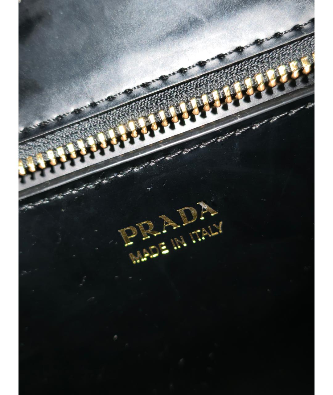 PRADA Черная кожаная сумка с короткими ручками, фото 6