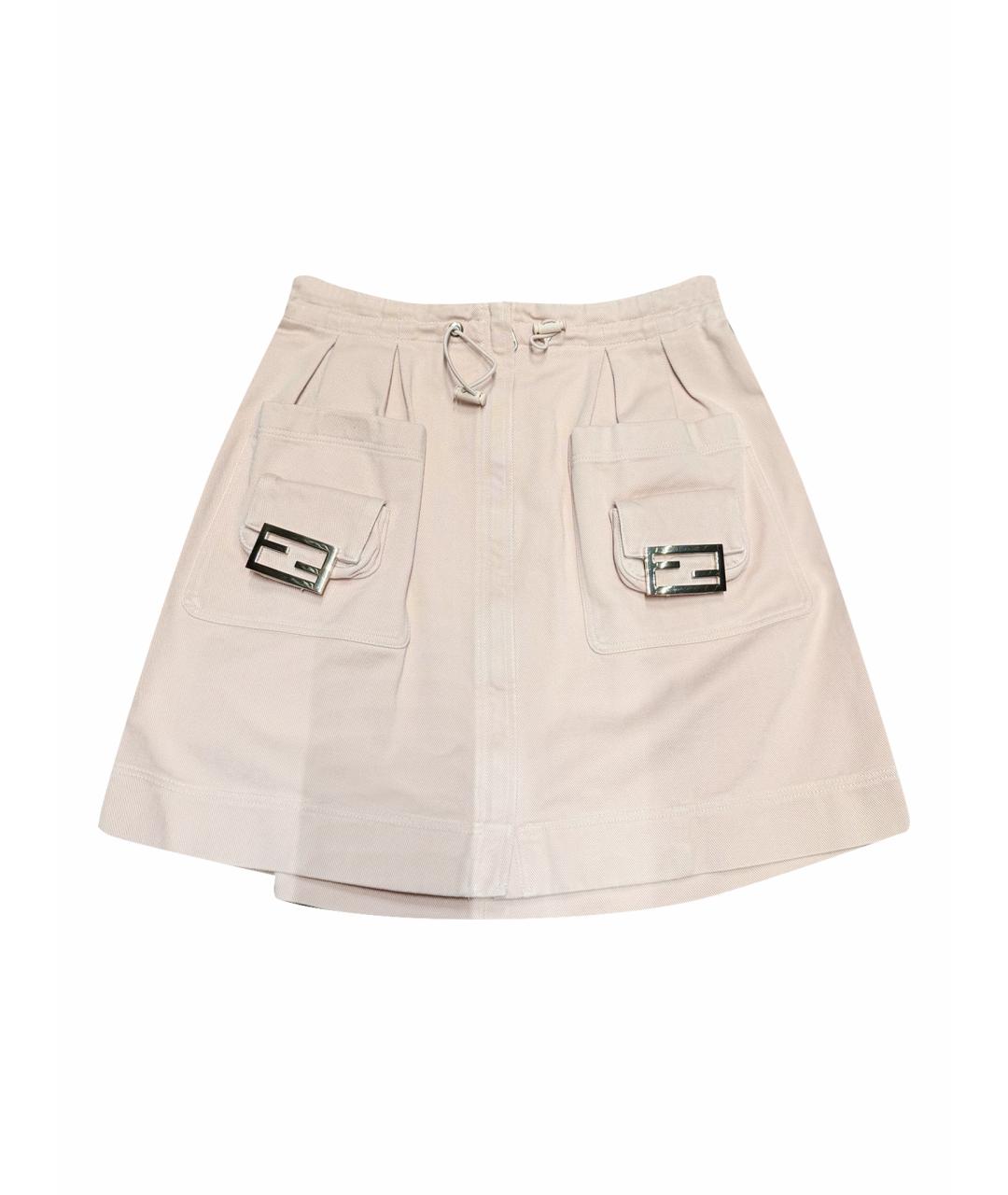 FENDI Розовая хлопковая юбка мини, фото 1