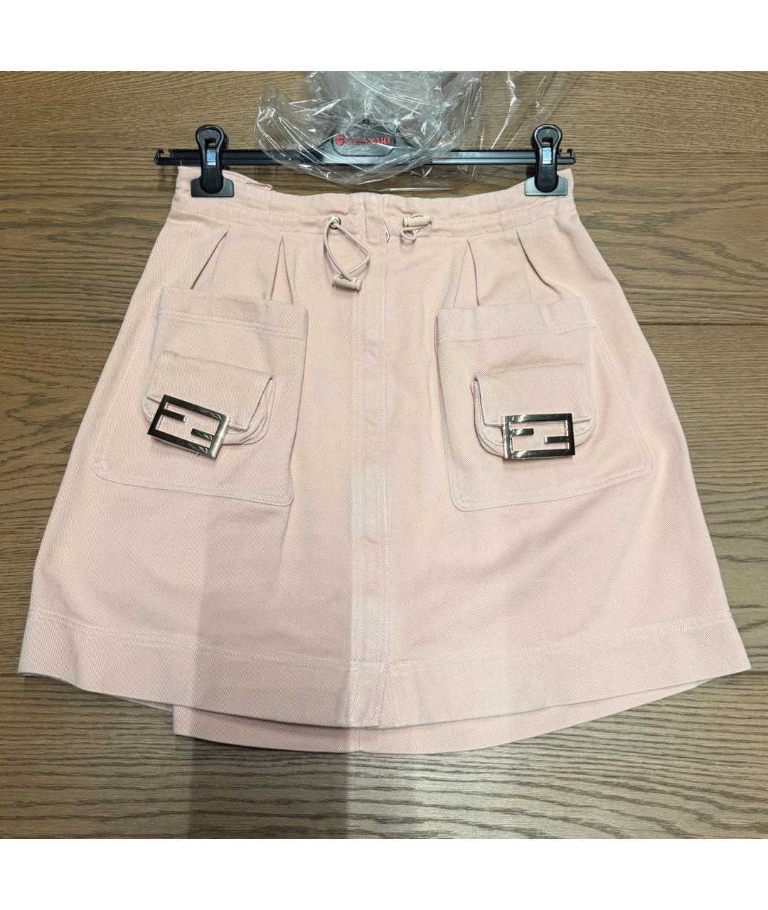 FENDI Розовая хлопковая юбка мини, фото 5