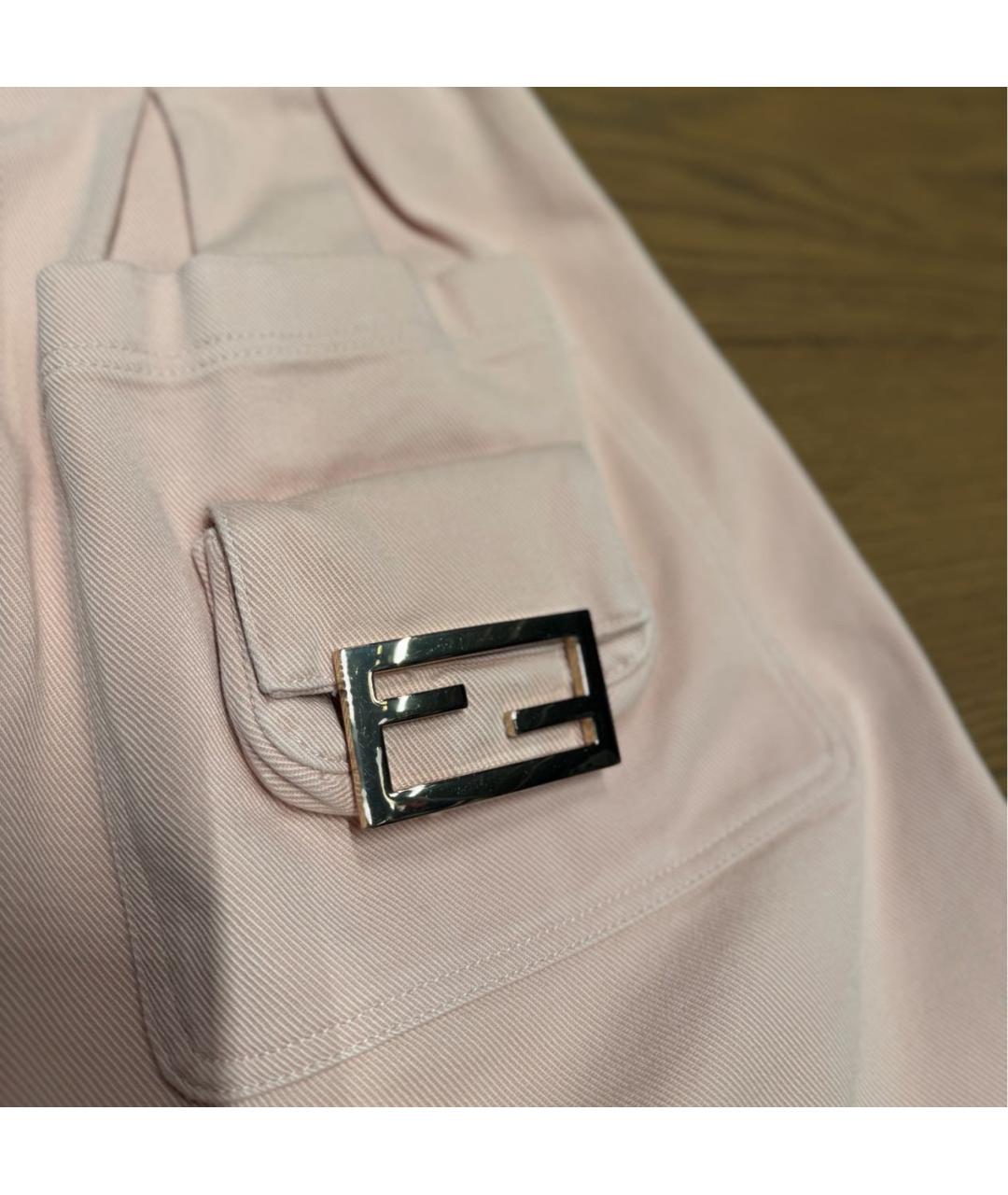 FENDI Розовая хлопковая юбка мини, фото 2