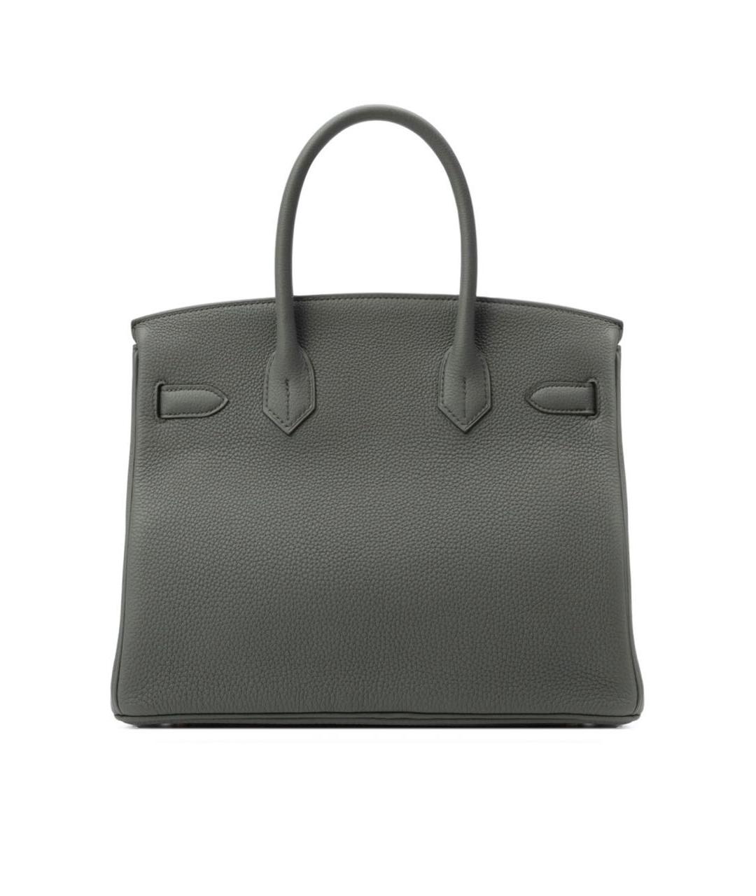 HERMES Серая кожаная сумка с короткими ручками, фото 4