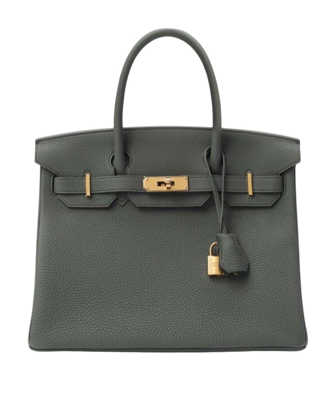 HERMES Серая кожаная сумка с короткими ручками, фото 1