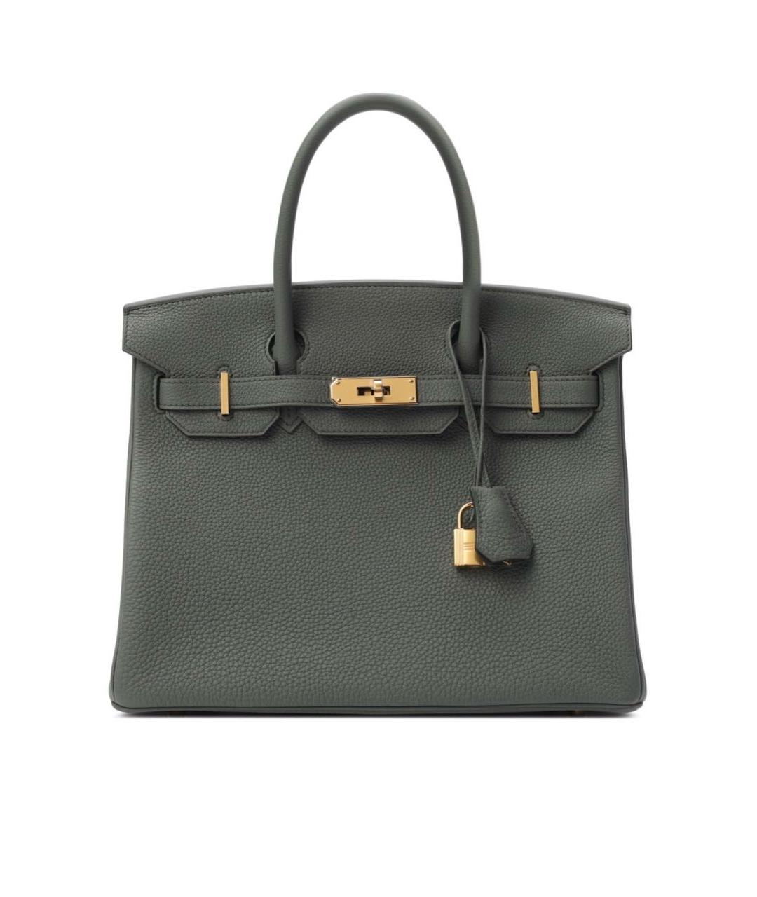 HERMES Серая кожаная сумка с короткими ручками, фото 5