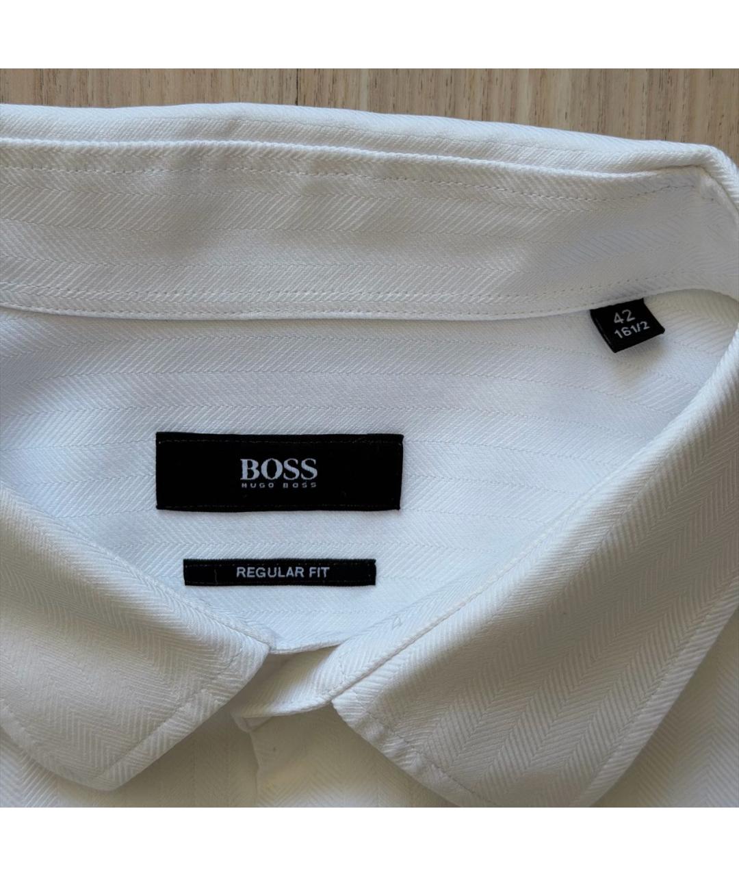HUGO BOSS Белая хлопковая классическая рубашка, фото 5