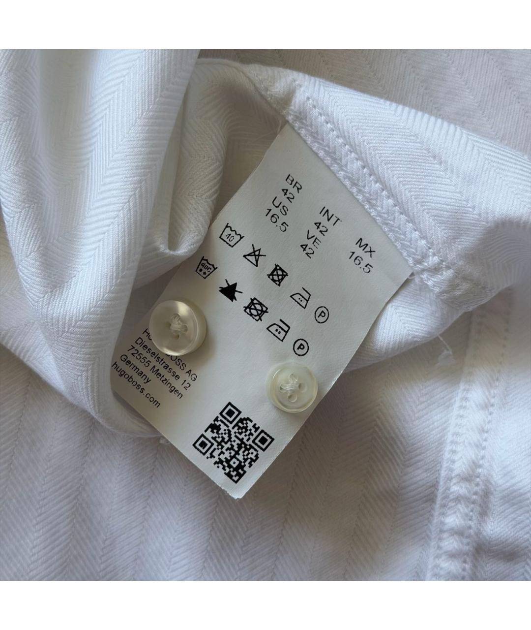 HUGO BOSS Белая хлопковая классическая рубашка, фото 8