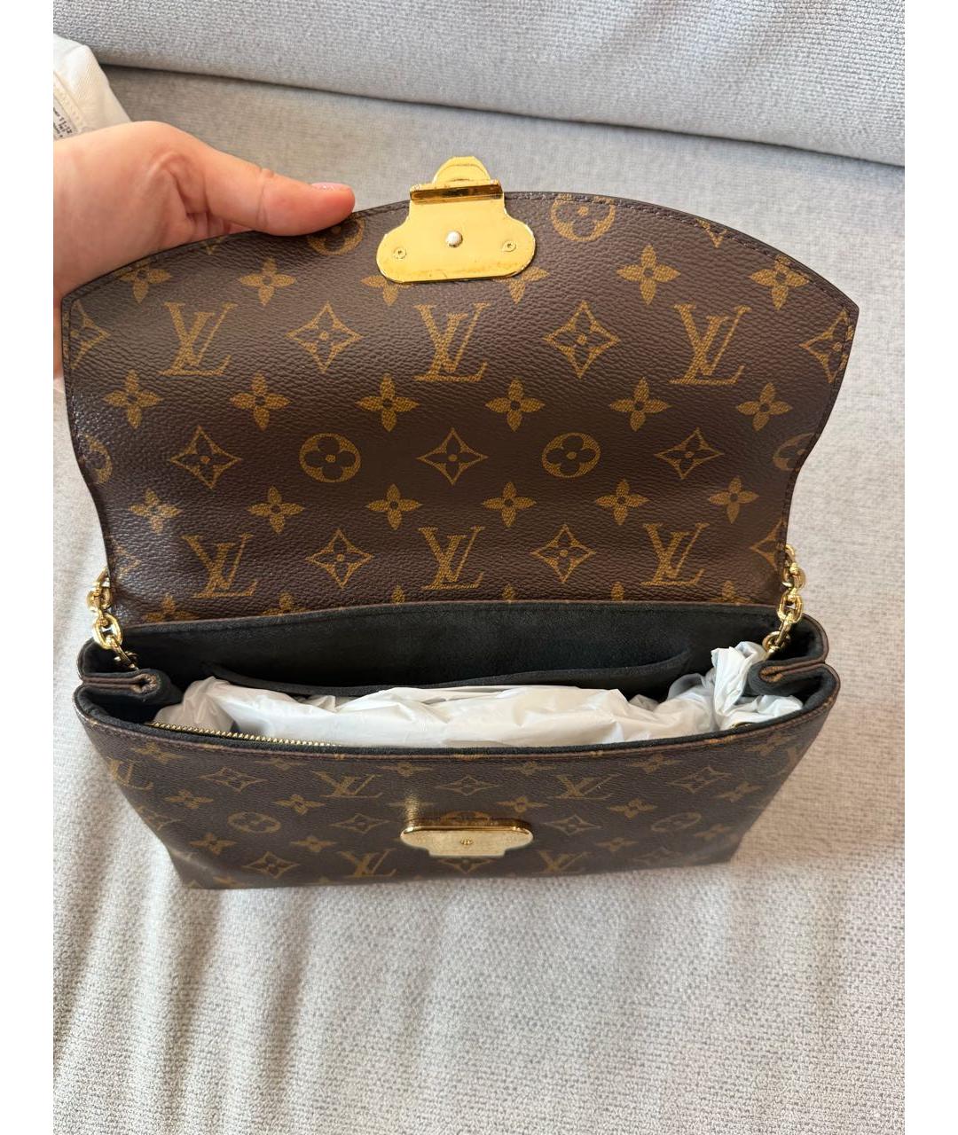 LOUIS VUITTON Коричневая кожаная сумка через плечо, фото 4