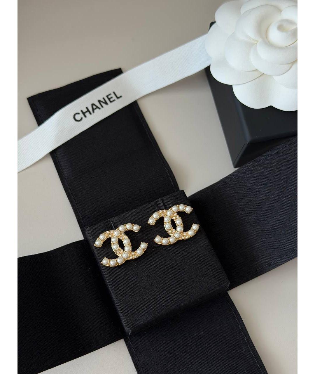 CHANEL Золотые металлические серьги, фото 4