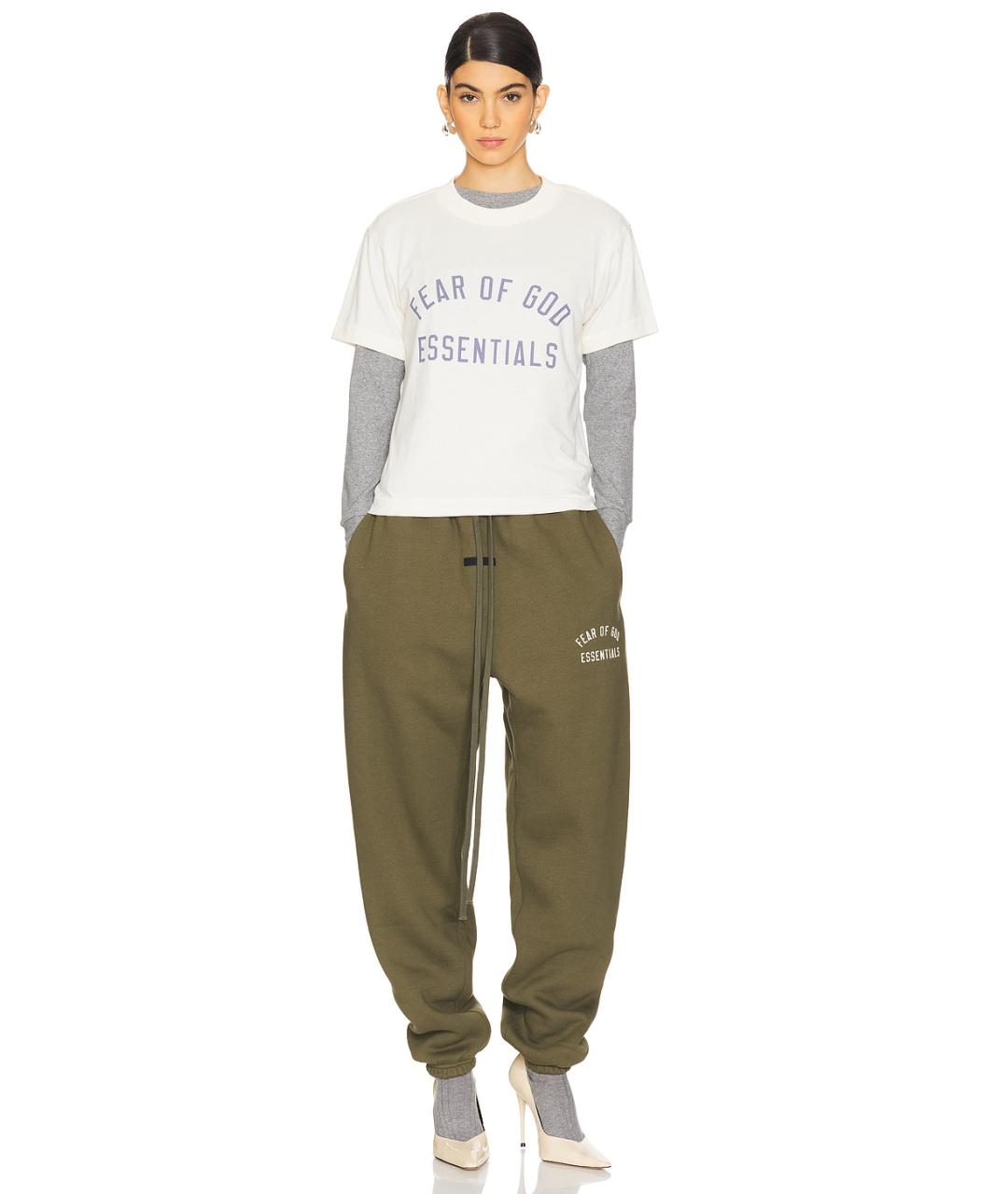 FEAR OF GOD ESSENTIALS Бежевая хлопковая футболка, фото 4