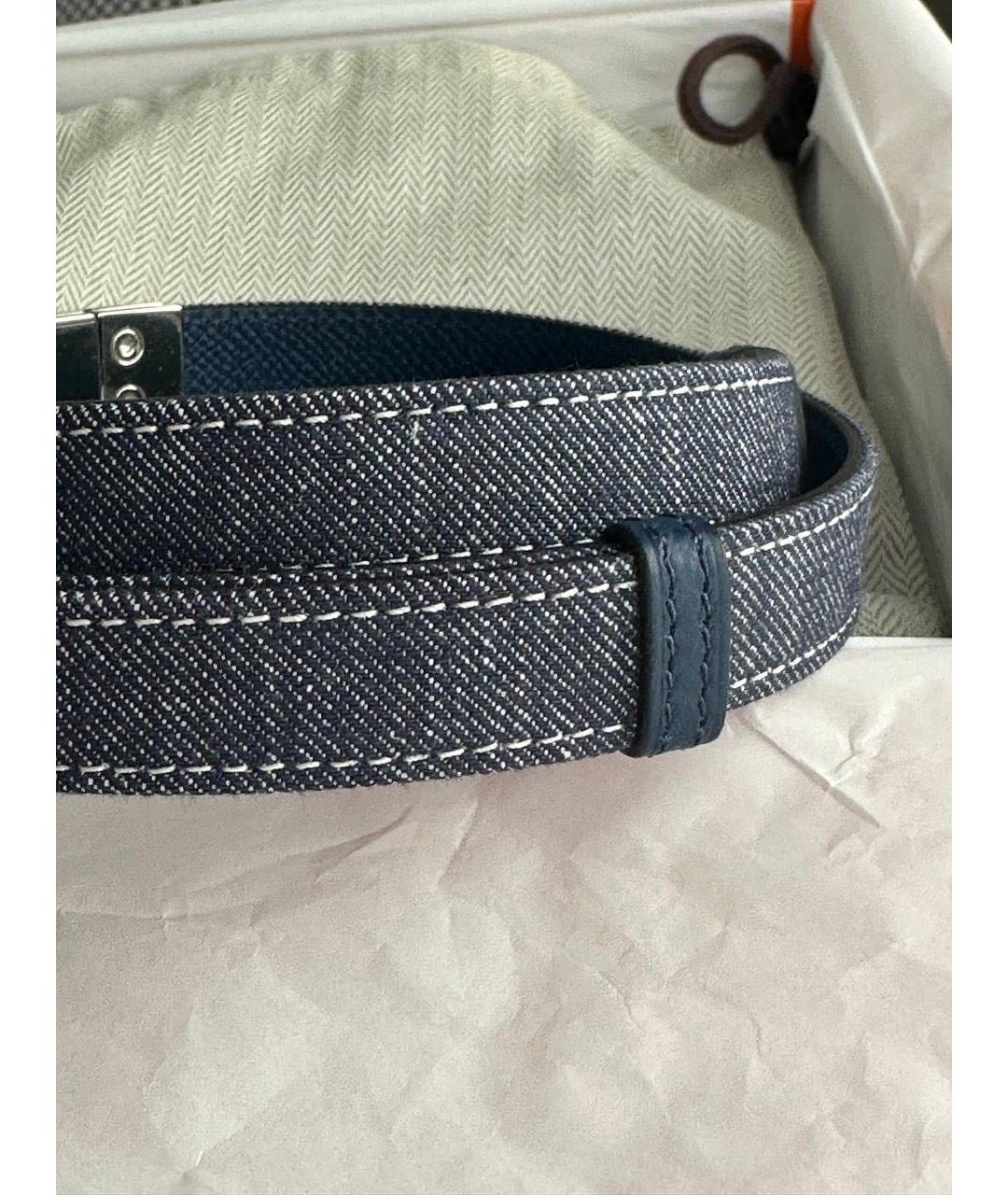 HERMES Синий кожаный ремень, фото 3