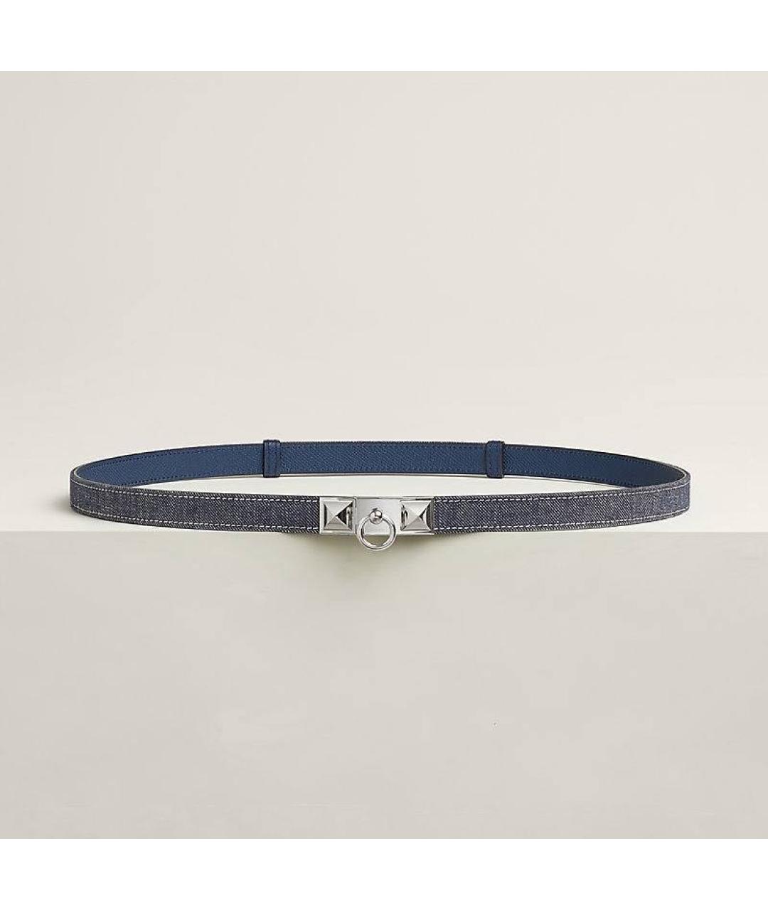 HERMES Синий кожаный ремень, фото 4