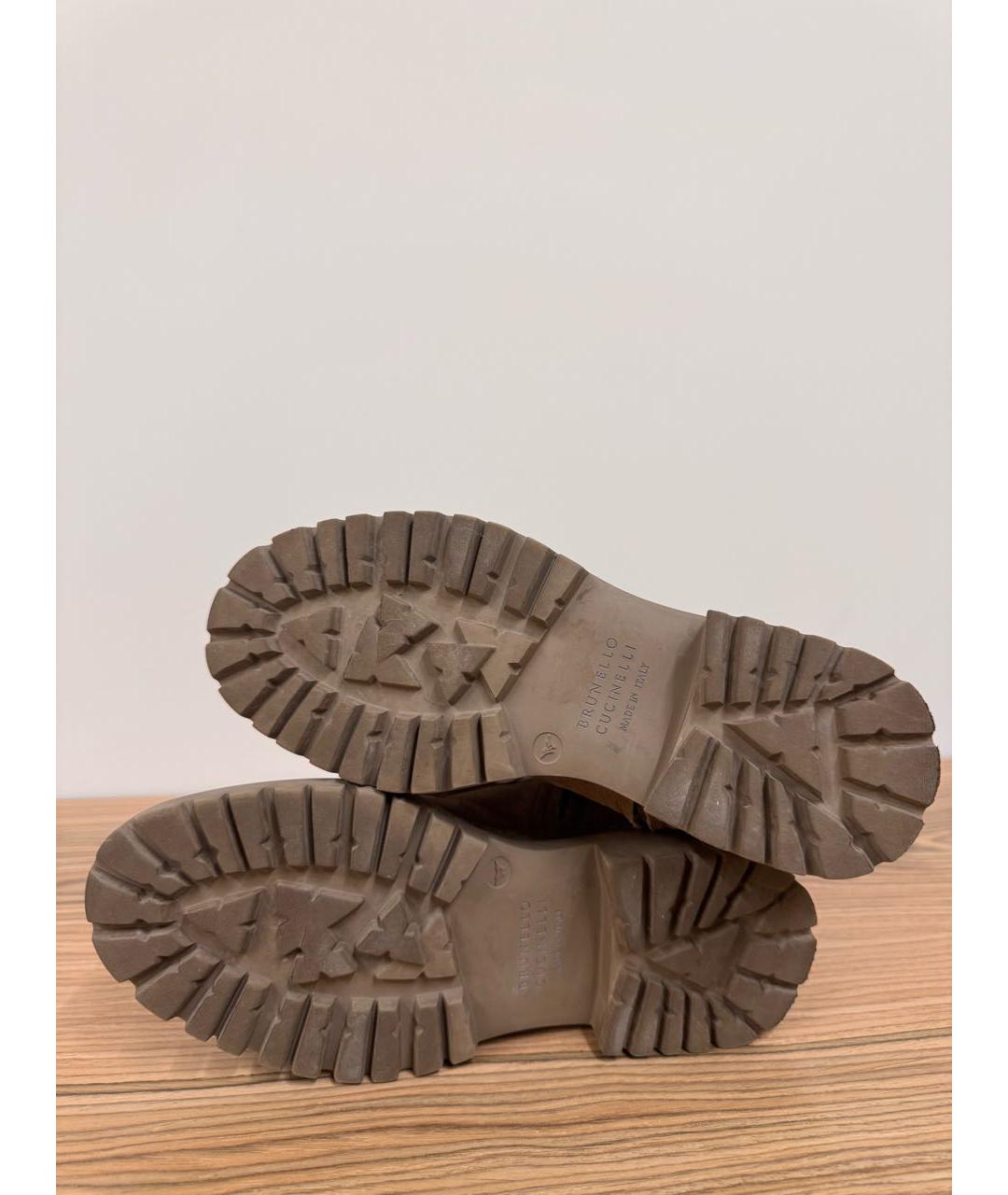 BRUNELLO CUCINELLI Бежевые замшевые ботинки, фото 6