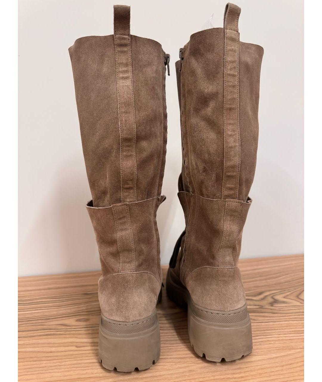 BRUNELLO CUCINELLI Бежевые замшевые ботинки, фото 4