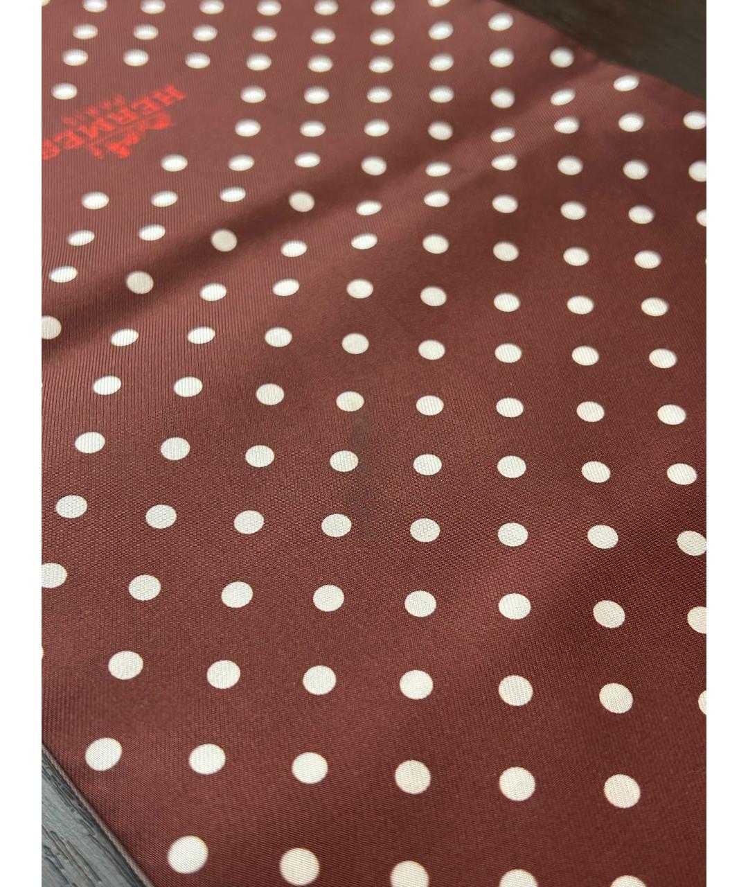 HERMES Бордовый шелковый платок, фото 8