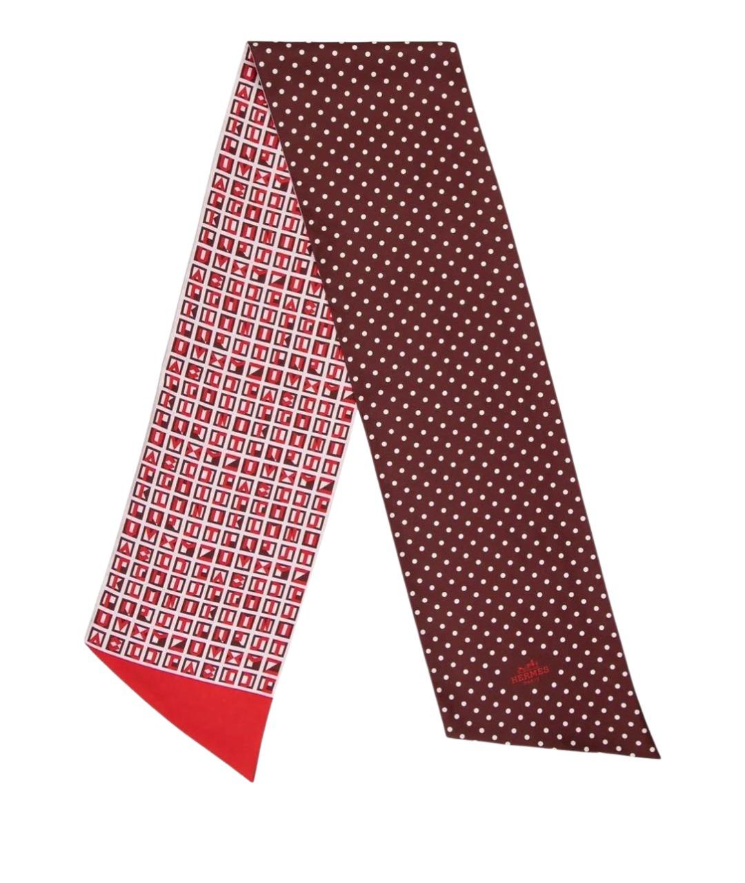 HERMES Бордовый шелковый платок, фото 1