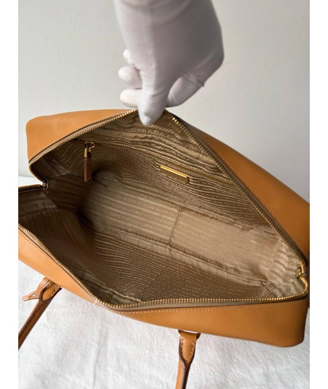 PRADA Бежевая кожаная сумка тоут, фото 8
