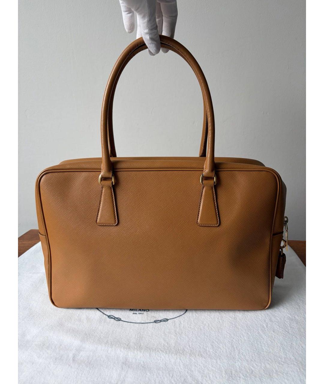 PRADA Бежевая кожаная сумка тоут, фото 4