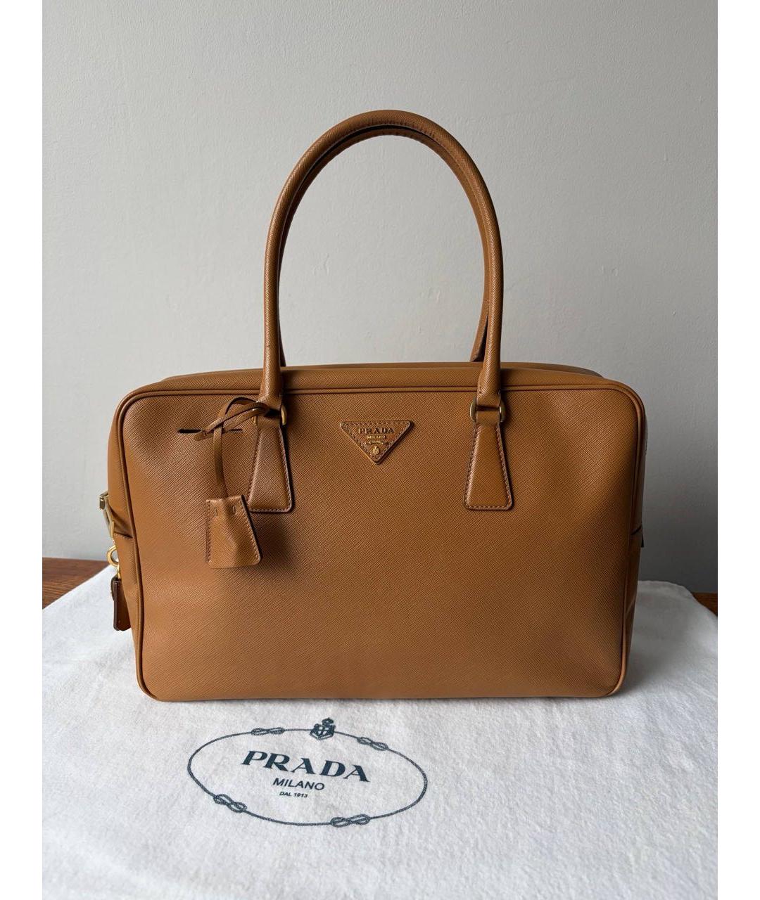 PRADA Бежевая кожаная сумка тоут, фото 9