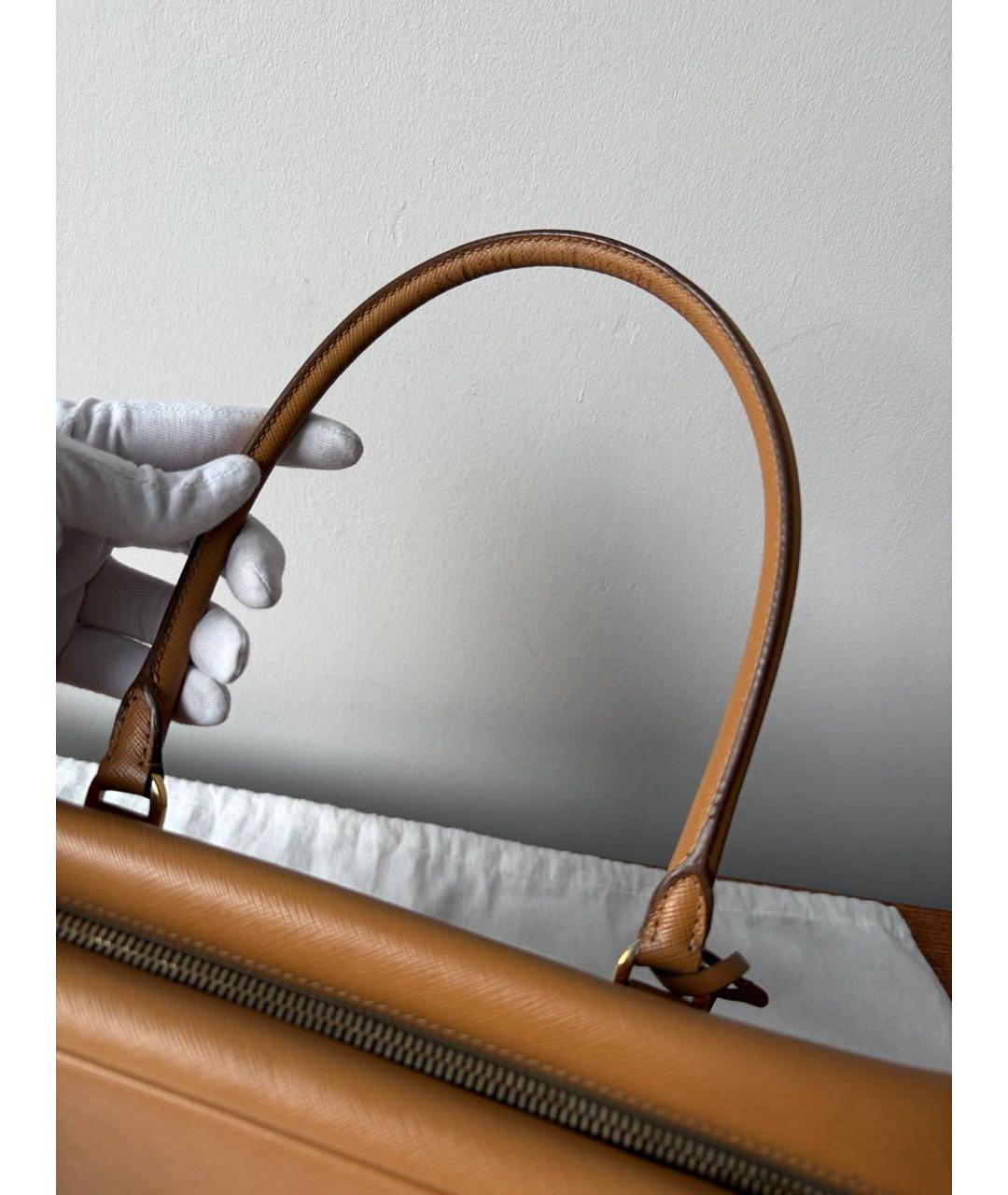 PRADA Бежевая кожаная сумка тоут, фото 6