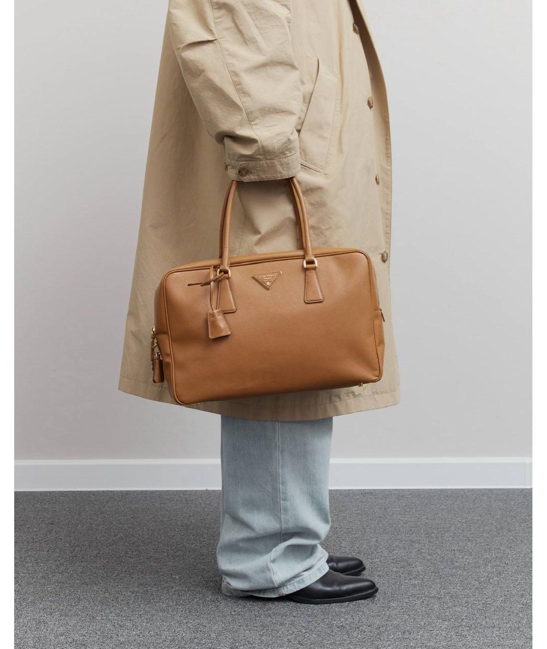 PRADA Бежевая кожаная сумка тоут, фото 3