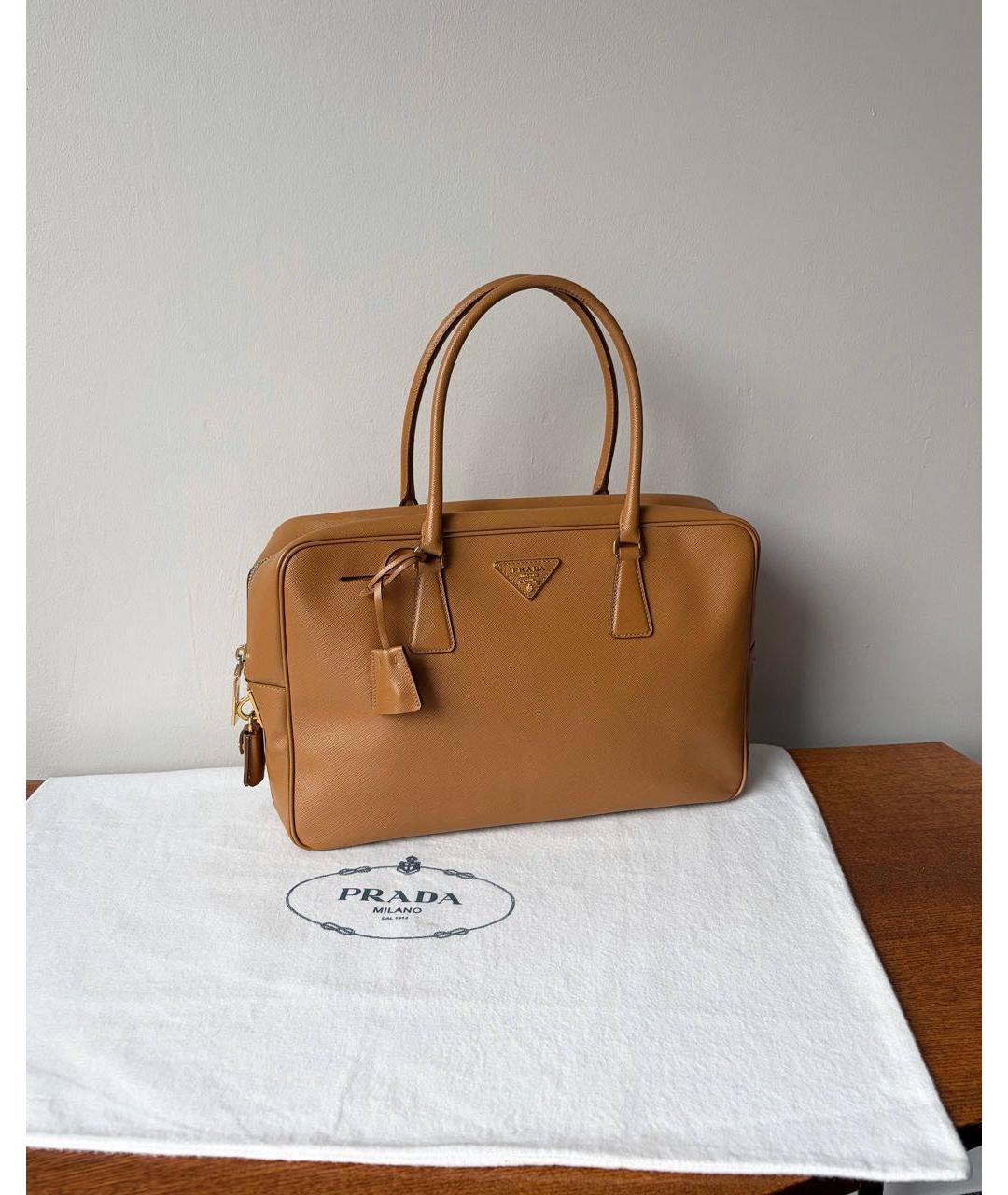 PRADA Бежевая кожаная сумка тоут, фото 2