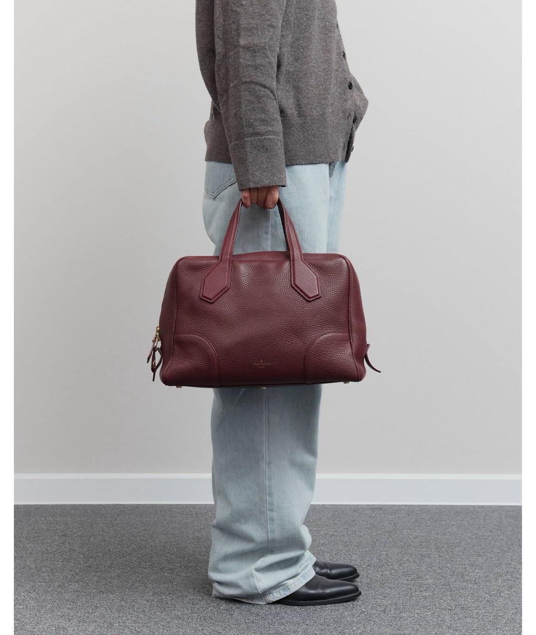 LOUIS VUITTON Бордовая кожаная сумка через плечо, фото 3