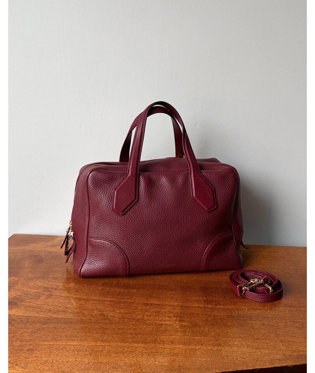 LOUIS VUITTON Бордовая кожаная сумка через плечо, фото 9