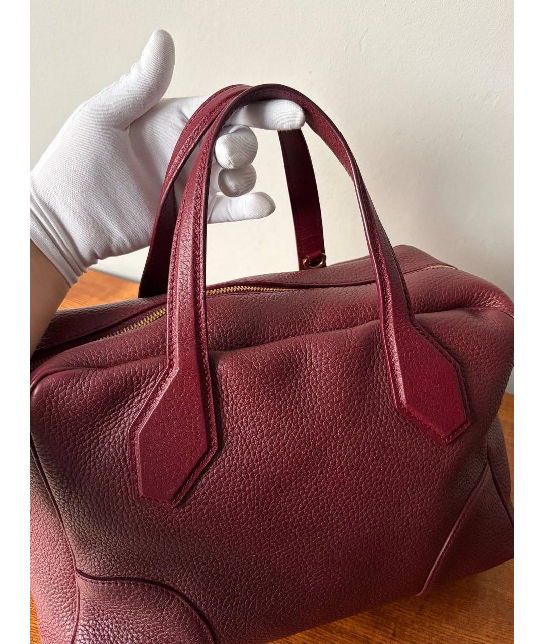 LOUIS VUITTON Бордовая кожаная сумка через плечо, фото 5