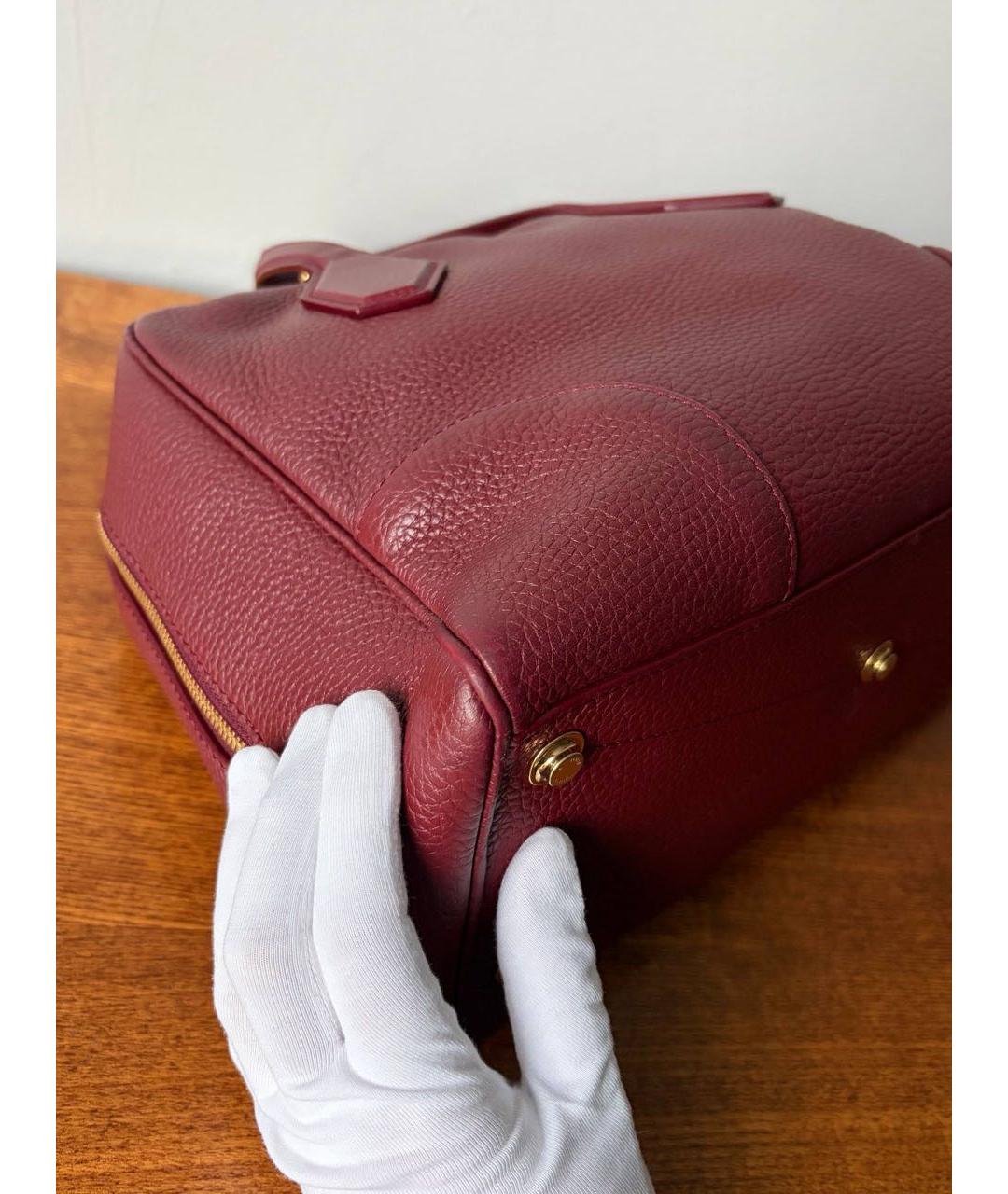 LOUIS VUITTON Бордовая кожаная сумка через плечо, фото 8