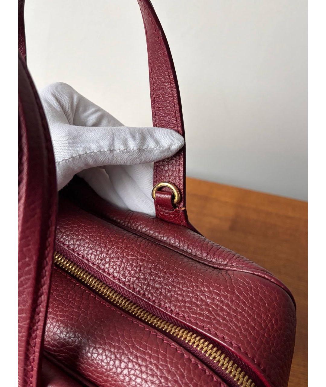 LOUIS VUITTON Бордовая кожаная сумка через плечо, фото 6