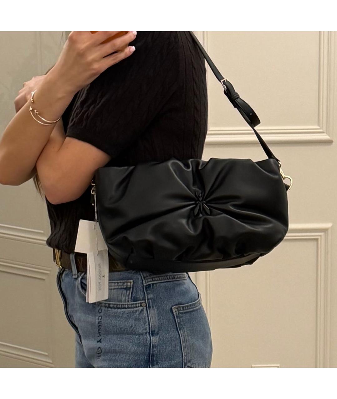 PATRIZIA PEPE Черная сумка с короткими ручками из искусственной кожи, фото 5