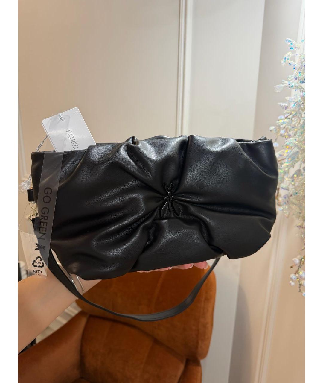 PATRIZIA PEPE Черная сумка с короткими ручками из искусственной кожи, фото 4