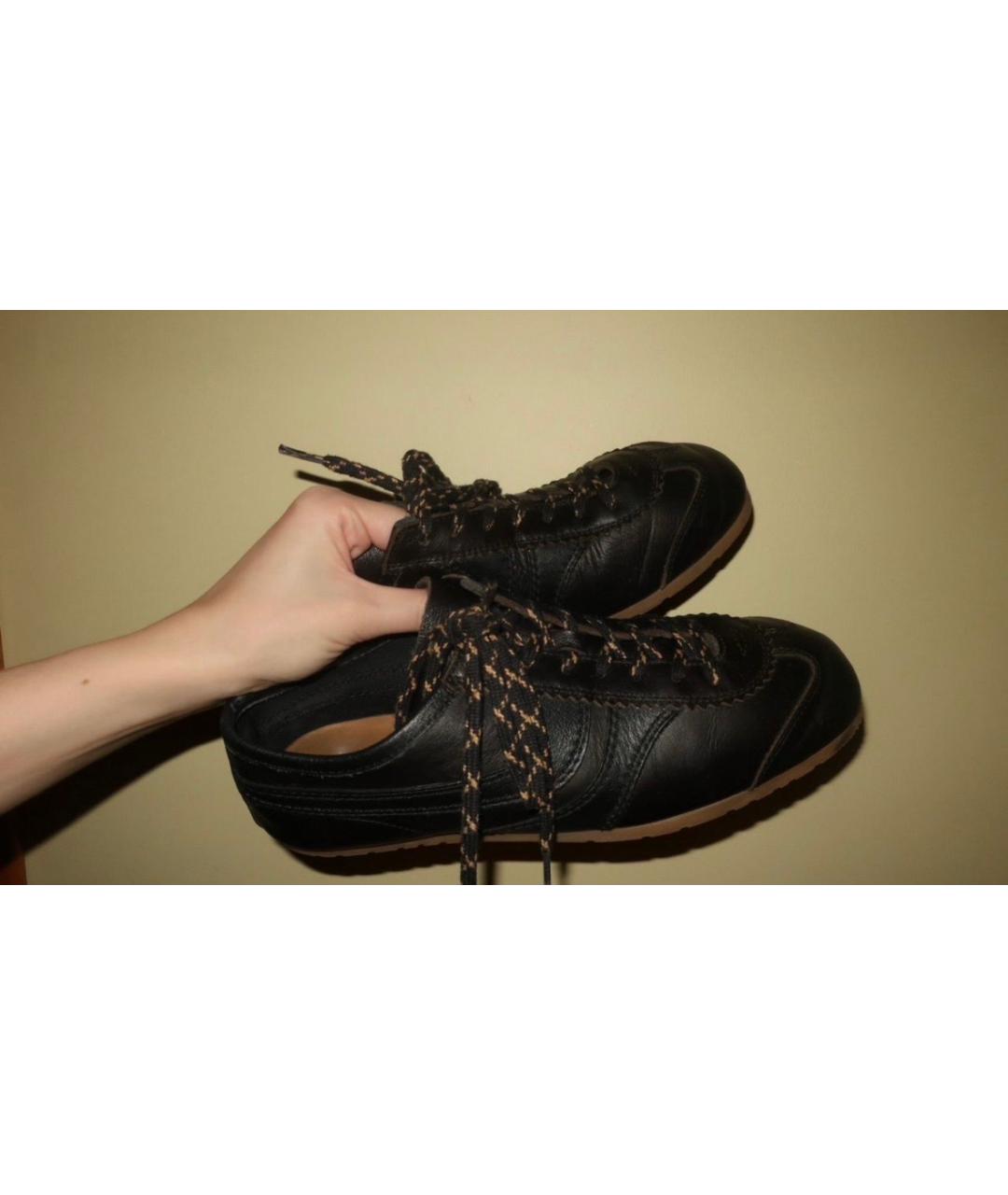 DRIES VAN NOTEN Коричневые кожаные кеды, фото 2