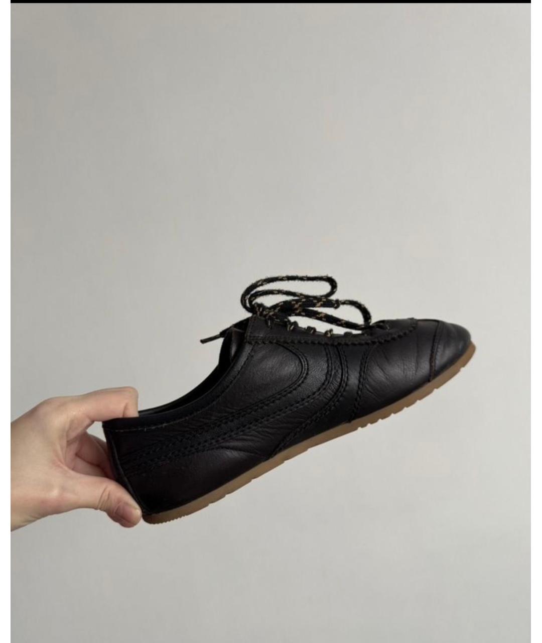 DRIES VAN NOTEN Коричневые кожаные кеды, фото 6