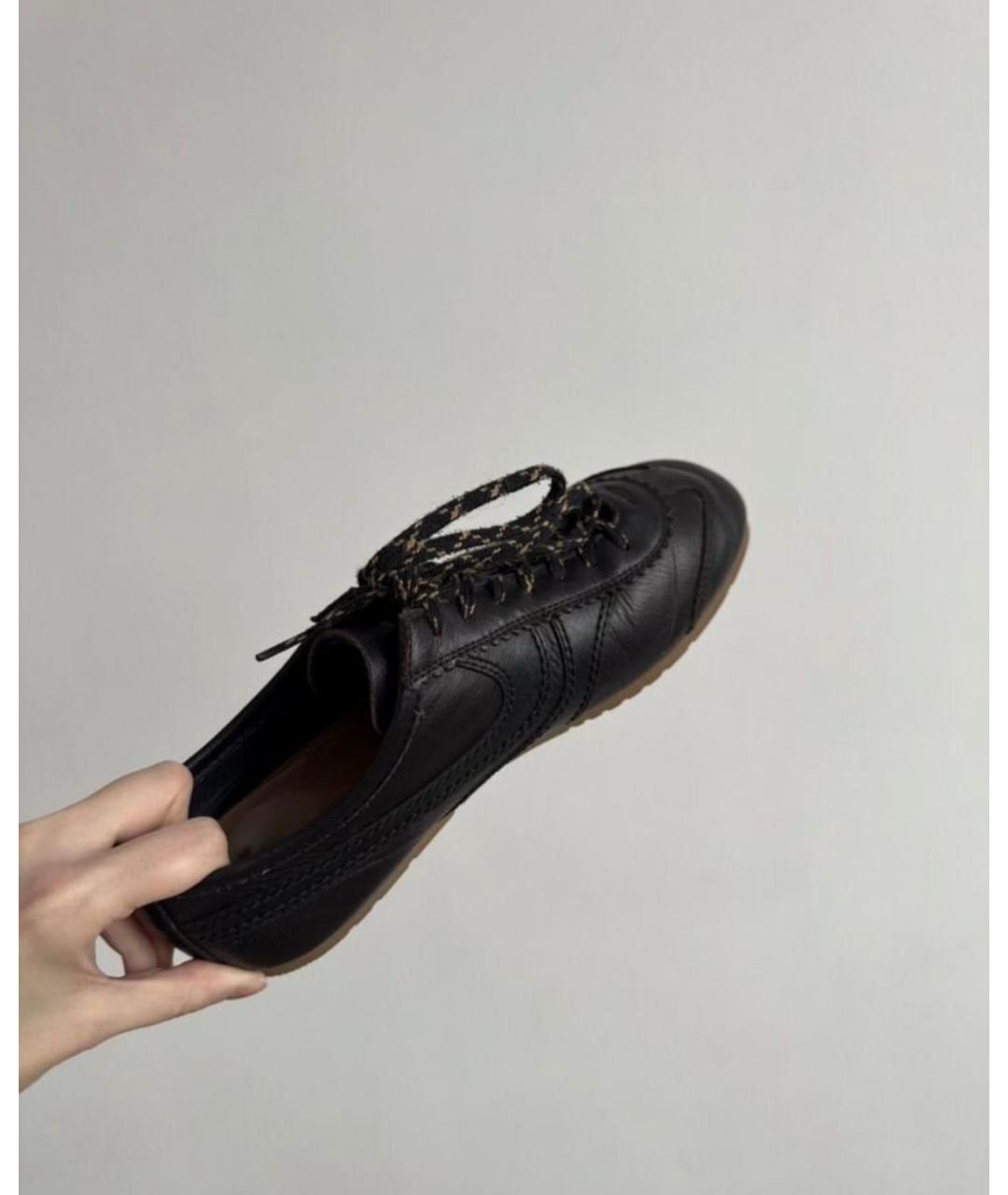 DRIES VAN NOTEN Коричневые кожаные кеды, фото 3