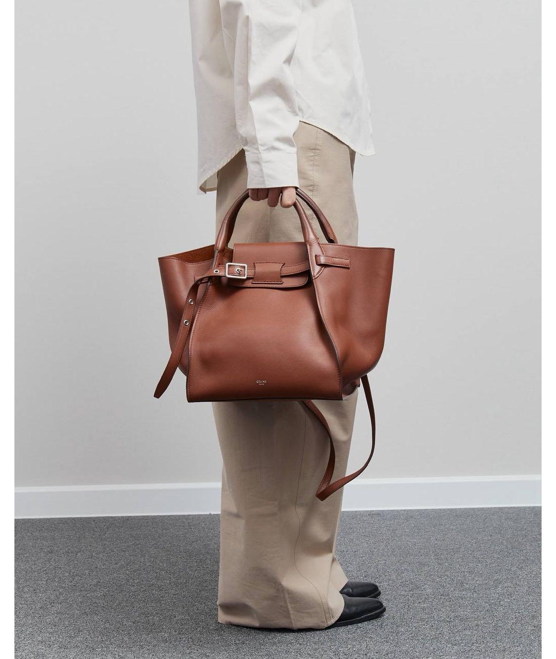 CELINE Коричневая кожаная сумка через плечо, фото 2