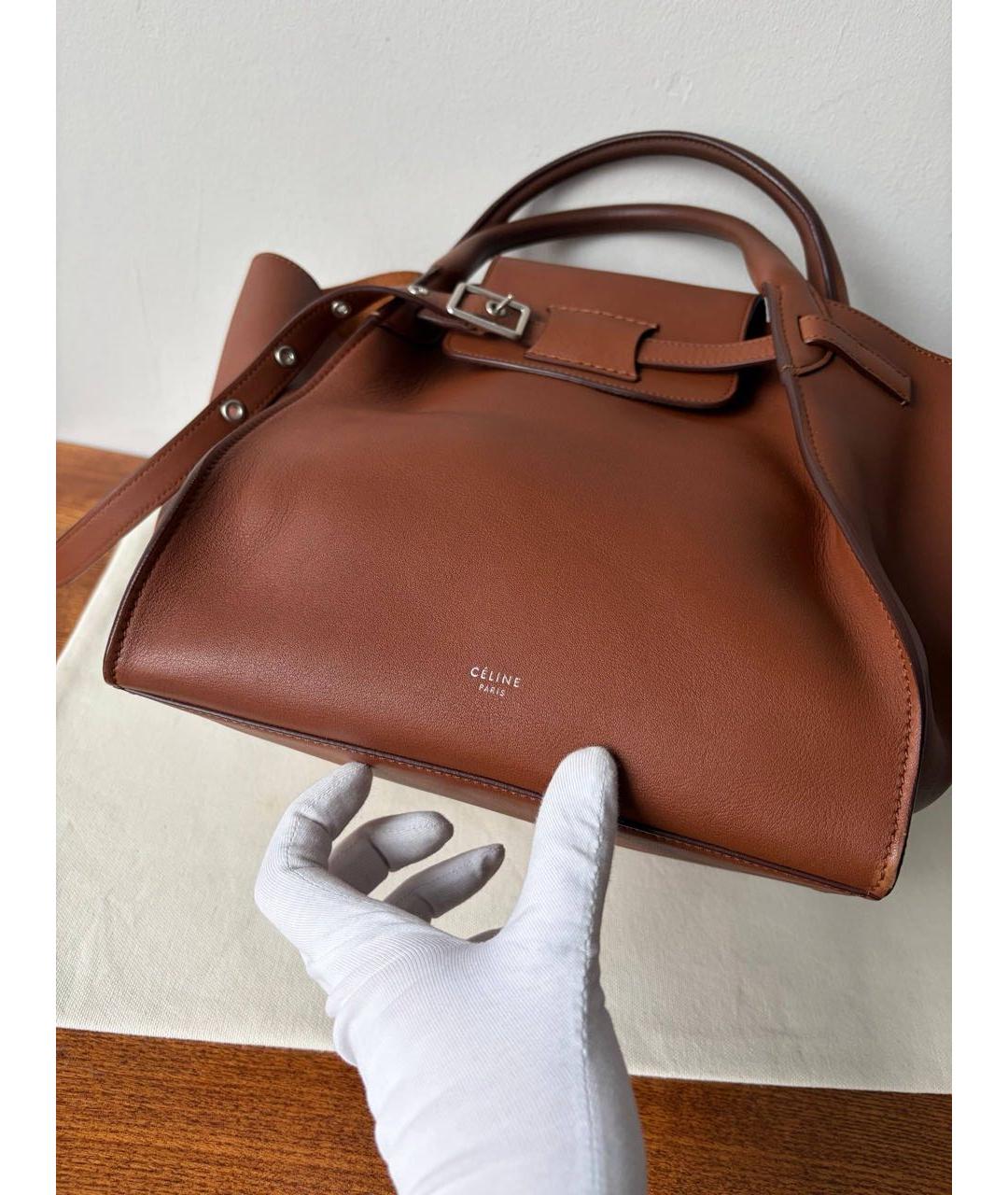 CELINE Коричневая кожаная сумка через плечо, фото 5