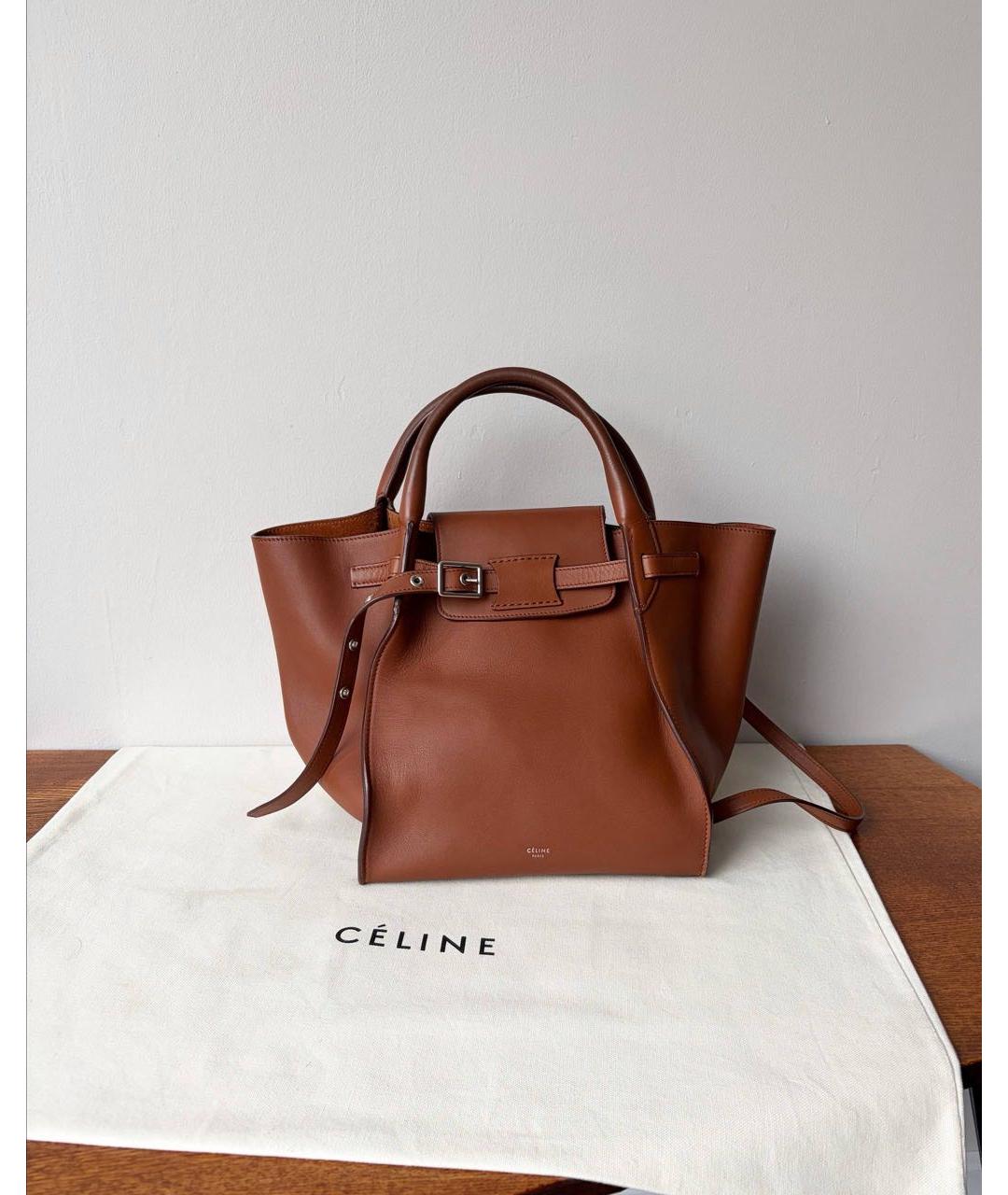 CELINE Коричневая кожаная сумка через плечо, фото 9