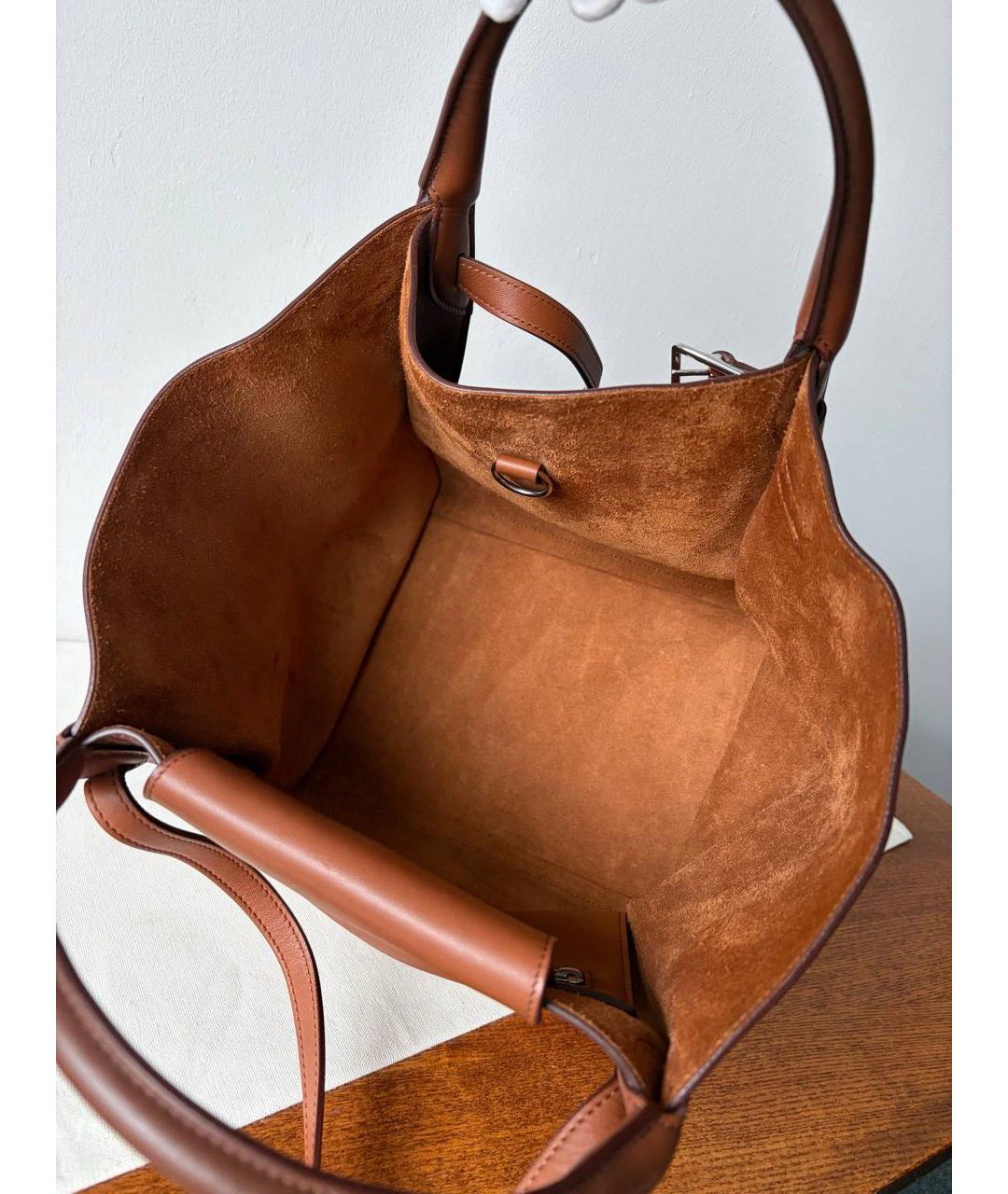 CELINE Коричневая кожаная сумка через плечо, фото 6