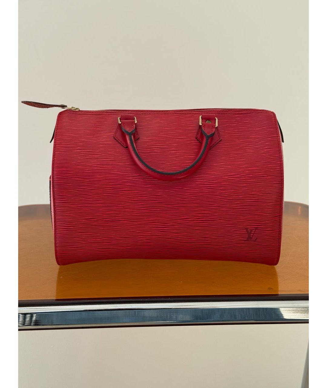 LOUIS VUITTON Красная кожаная сумка с короткими ручками, фото 9