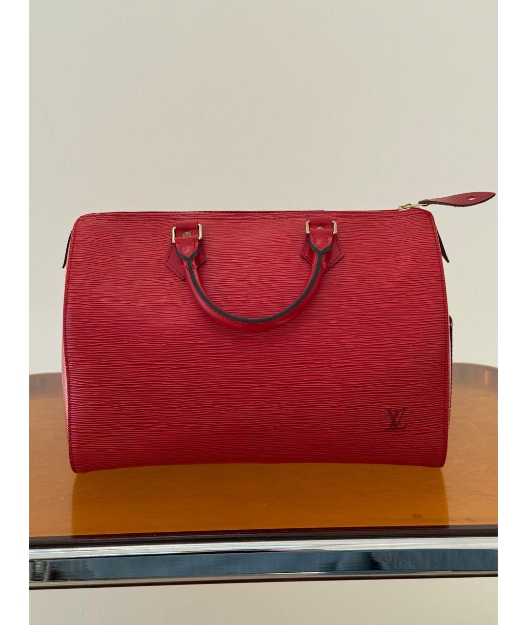 LOUIS VUITTON Красная кожаная сумка с короткими ручками, фото 3